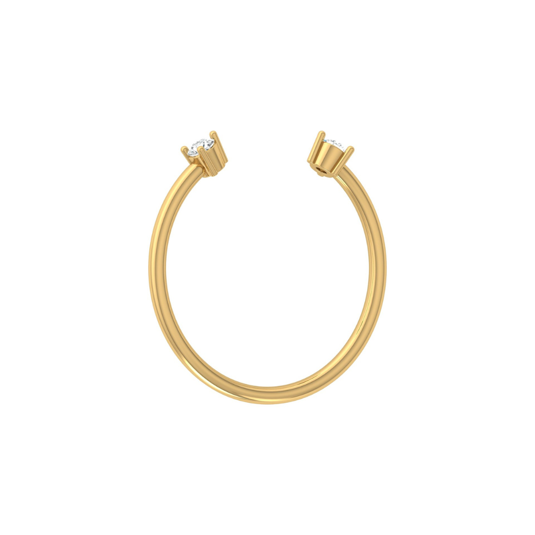 Personalized Open Cuff Round Cut Diamond Ring Lab-Grown & Natural Diamonds in 14K Solid Gold