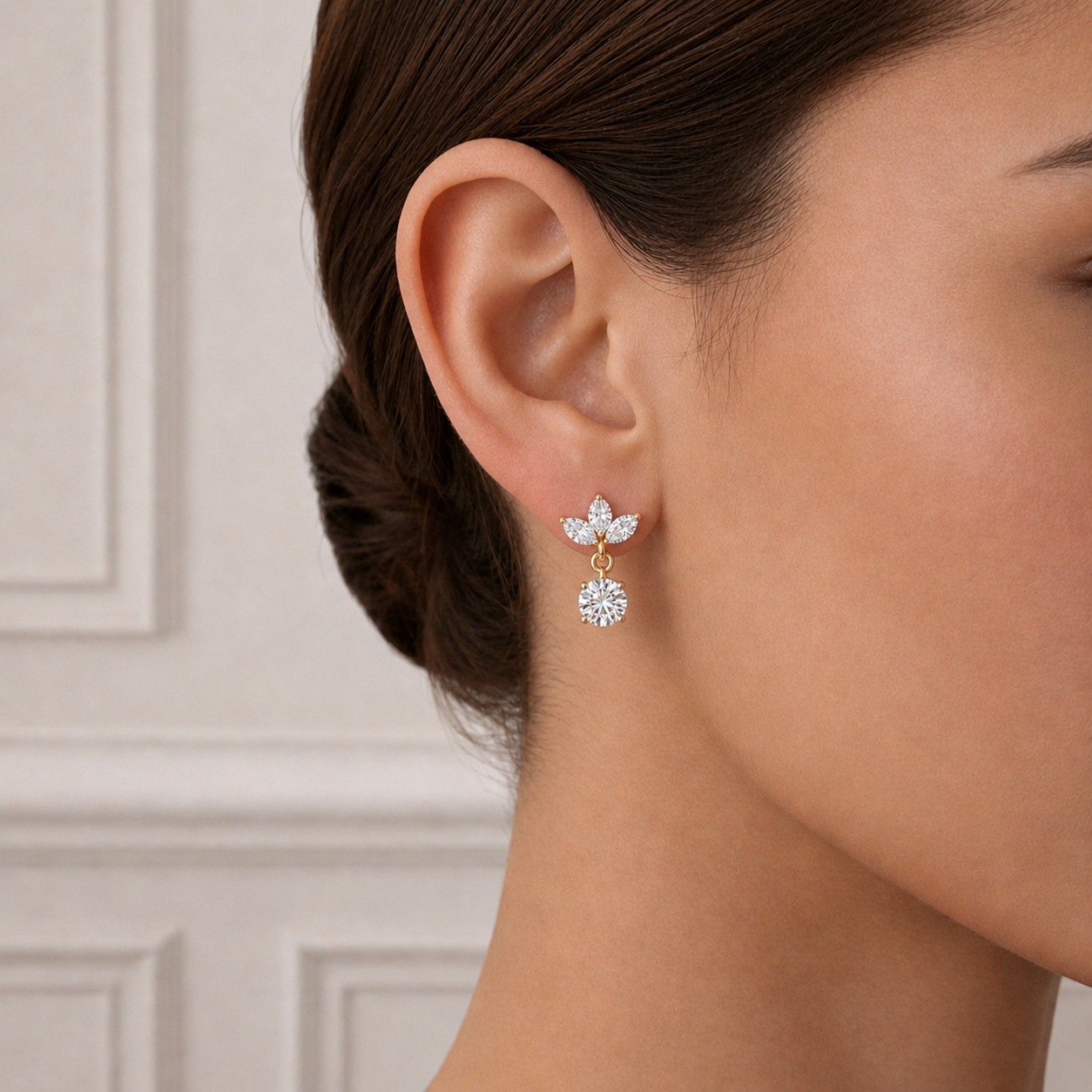 2.02Ct Marquise And Round Cut Lab Grown Diamond Classic Timeless Vintage Drop Earring, Annivrasry Gift For Her - HIGHCARAT DIAMONDS