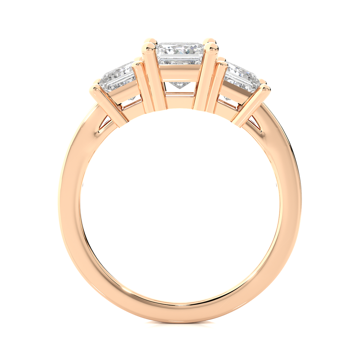 14K Solid Gold princess cut 2.20 Ct Lab grown three stone Ring For Her - HIGHCARAT DIAMONDS