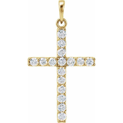 14K Yellow 1/8 CTW Lab-Grown Diamond Cross Pendant