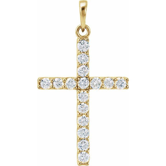 14K Yellow 1/8 CTW Lab-Grown Diamond Cross Pendant