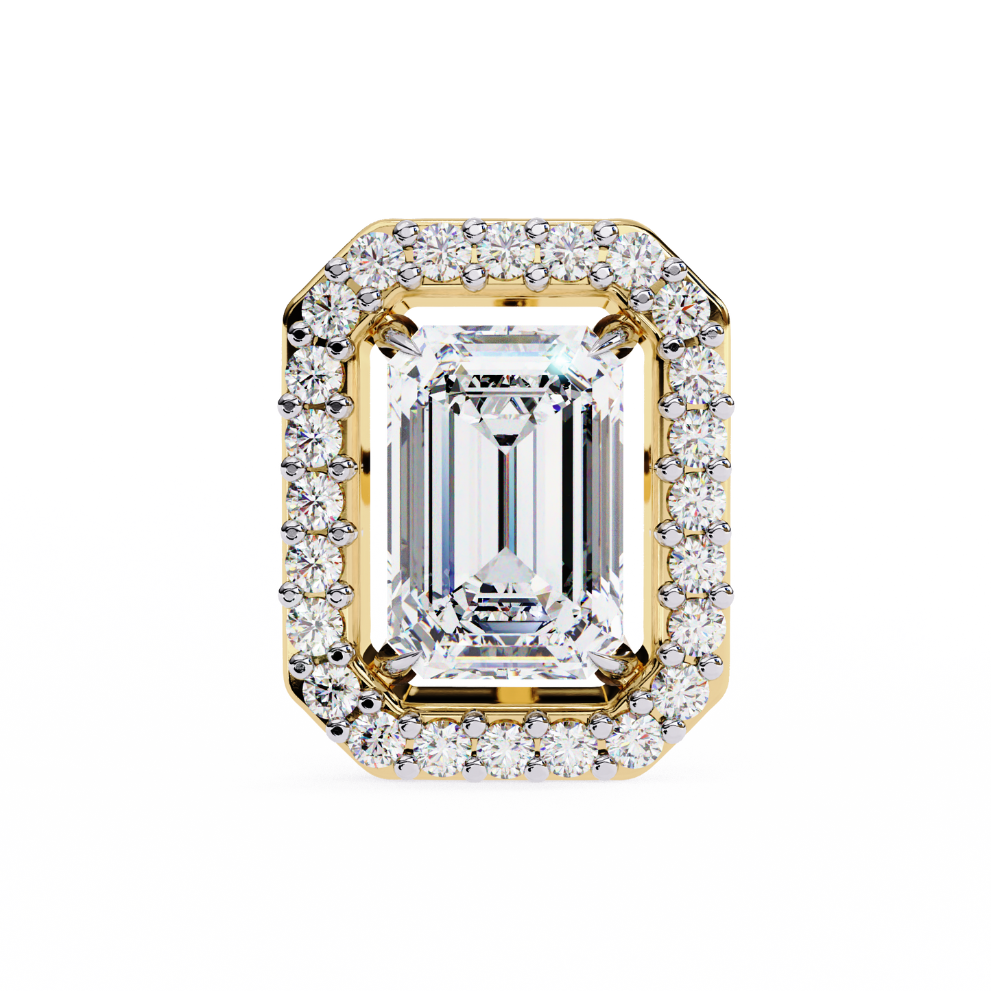 1.00Ct Radiant And Round Cut Diamond Halo Style Delicate Minimalist Stackable Perfect Bridal Stud Earring Gift For Her