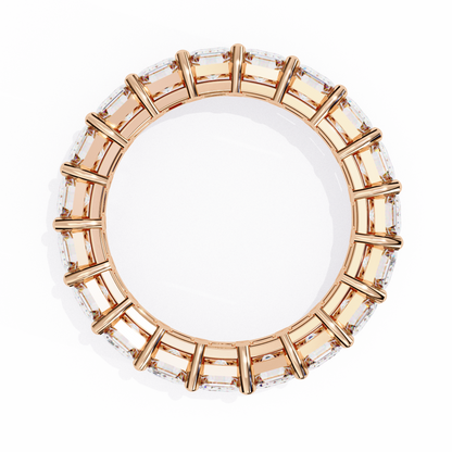 4.88Ct Emerald Cut Lab Grown Diamond Full Eternity Elegant Prong Set Wedding Band Gift For Women's