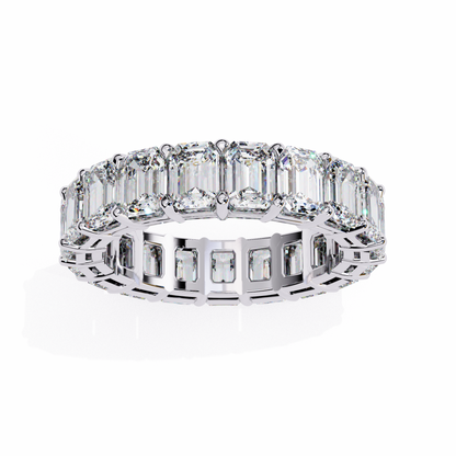 4.88Ct Emerald Cut Lab Grown Diamond Full Eternity Elegant Prong Set Wedding Band Gift For Women's