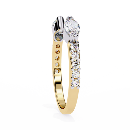 Vintage Marquise And Round Cut Diamond Half Eternity Stacking Handcrafted Open Unique Band