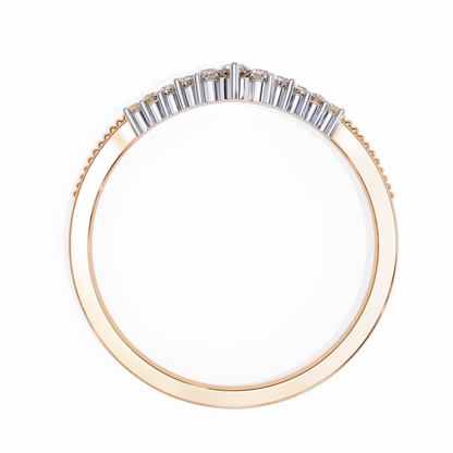 Vintage  Round Cut  Diamond V Shape Unique Cluster Stacking Prong Set Promise Band For Women's