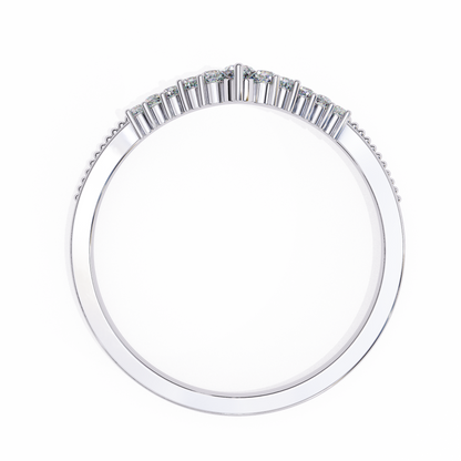 Vintage  Round Cut  Diamond V Shape Unique Cluster Stacking Prong Set Promise Band For Women's