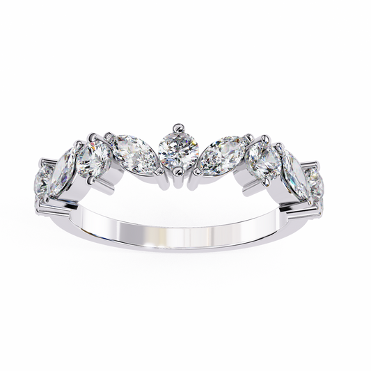 Marquise And Round Cut Diamond Half Eternity Elegance Antique Timeless Sparkling Engagement Band
