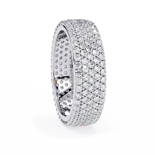 1.81Ct Round Cut Natural Diamond 5 Row Elegant Modern Classic Delicate Dainty Wedding Band For Her