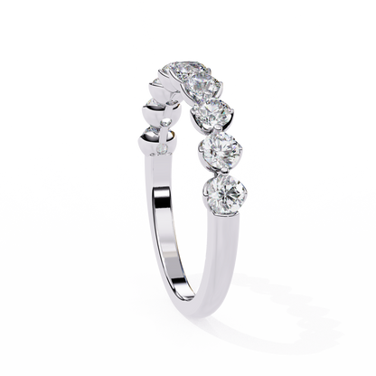 Art Deco Round Cut Lab Grown Diamond Half Eternity Elegant Cluster Stunning Daily Wear Band Gift For Her