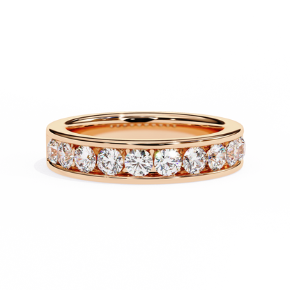 1.01Ct Round Cut High Quality Diamond Half Eternity Delicate Bezel Set Unique Handmade 14k White Gold  Party Wear Band