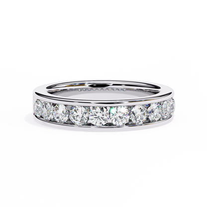 1.01Ct Round Cut High Quality Diamond Half Eternity Delicate Bezel Set Unique Handmade 14k White Gold  Party Wear Band
