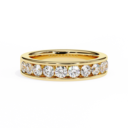 1.01Ct Round Cut High Quality Diamond Half Eternity Delicate Bezel Set Unique Handmade 14k White Gold  Party Wear Band