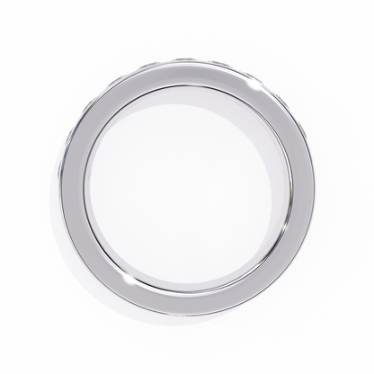 1.01Ct Round Cut High Quality Diamond Half Eternity Delicate Bezel Set Unique Handmade 14k White Gold  Party Wear Band