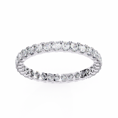 Round Cut White Colorless Diamond Elegant Full Eternity Classic Dainty Bridesmaid Band Gift for Her