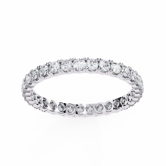 Round Cut White Colorless Diamond Elegant Full Eternity Classic Dainty Bridesmaid Band Gift for Her