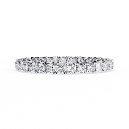 Round Cut White Colorless Diamond Elegant Full Eternity Classic Dainty Bridesmaid Band Gift for Her