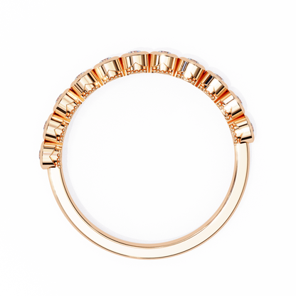 Round Cut Top Grade Lab Grown Diamond Elegant Half Eternity Minimalist Bezel Set Band Gift For Women's