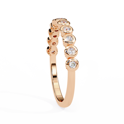 Round Cut Top Grade Lab Grown Diamond Elegant Half Eternity Minimalist Bezel Set Band Gift For Women's