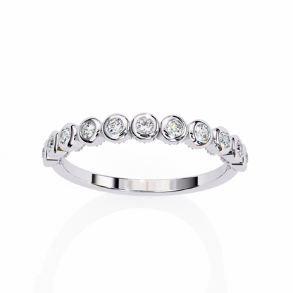 Round Cut Top Grade Lab Grown Diamond Elegant Half Eternity Minimalist Bezel Set Band Gift For Women's