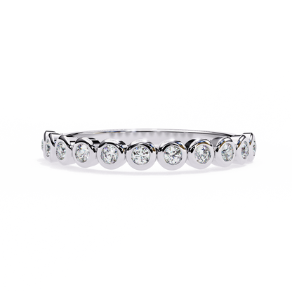 Round Cut Top Grade Lab Grown Diamond Elegant Half Eternity Minimalist Bezel Set Band Gift For Women's