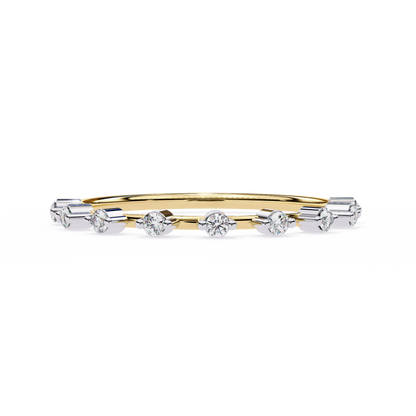 Round Cut 0.11Ct Diamond Prong Set Dainty Stackable Cluster Vintage Stacking Daily Wear Band For Her