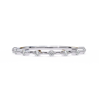 Round Cut 0.11Ct Diamond Prong Set Dainty Stackable Cluster Vintage Stacking Daily Wear Band For Her