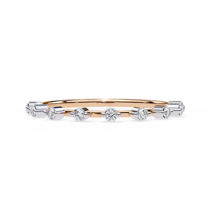 Round Cut 0.11Ct Diamond Prong Set Dainty Stackable Cluster Vintage Stacking Daily Wear Band For Her