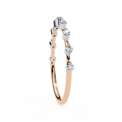 Round Cut 0.11Ct Diamond Prong Set Dainty Stackable Cluster Vintage Stacking Daily Wear Band For Her