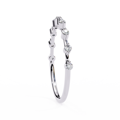 Round Cut 0.11Ct Diamond Prong Set Dainty Stackable Cluster Vintage Stacking Daily Wear Band For Her