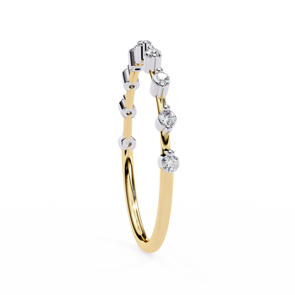 Round Cut 0.11Ct Diamond Prong Set Dainty Stackable Cluster Vintage Stacking Daily Wear Band For Her