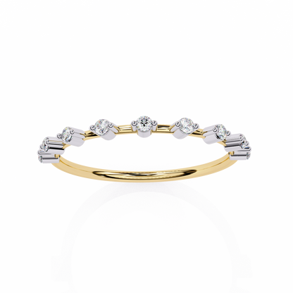 Round Cut 0.11Ct Diamond Prong Set Dainty Stackable Cluster Vintage Stacking Daily Wear Band For Her