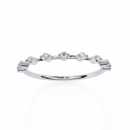Round Cut 0.11Ct Diamond Prong Set Dainty Stackable Cluster Vintage Stacking Daily Wear Band For Her