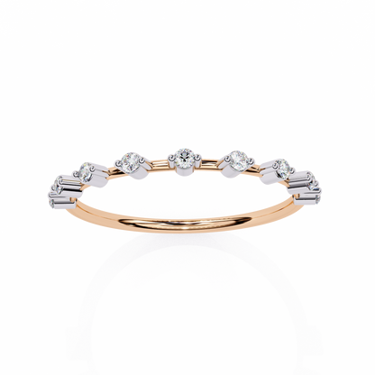 Round Cut 0.11Ct Diamond Prong Set Dainty Stackable Cluster Vintage Stacking Daily Wear Band For Her
