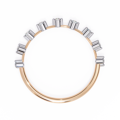 Round Cut 0.11Ct Diamond Prong Set Dainty Stackable Cluster Vintage Stacking Daily Wear Band For Her