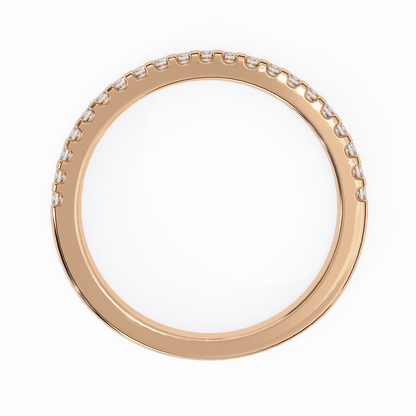 Round Cut Top Grade Lab Grown Diamond Elegant  Half Eternity 18k Solid Yellow Gold  Dainty Handmade Wedding Band