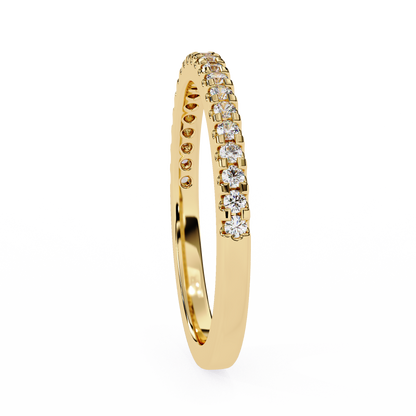 Round Cut Top Grade Lab Grown Diamond Elegant  Half Eternity 18k Solid Yellow Gold  Dainty Handmade Wedding Band