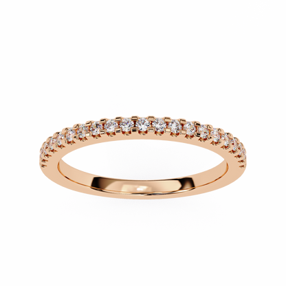 Round Cut Top Grade Lab Grown Diamond Elegant  Half Eternity 18k Solid Yellow Gold  Dainty Handmade Wedding Band