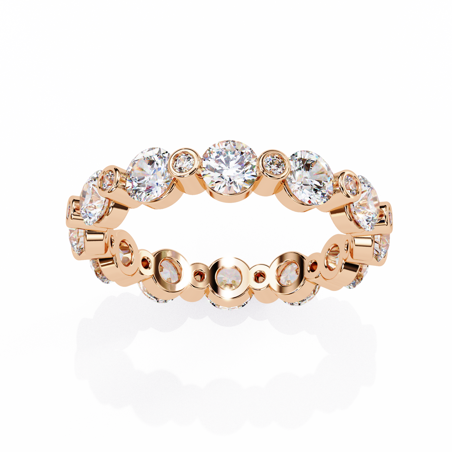 2.46Ct Round Cut High Quality Diamond Full Eternity Minimalist 14k Solid Yellow Gold Handmade Promise Band Gift For Women's