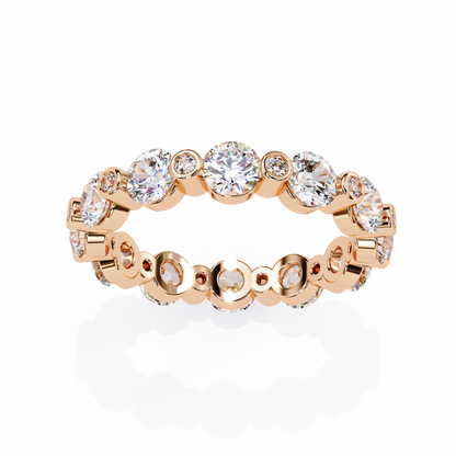 2.46Ct Round Cut High Quality Diamond Full Eternity Minimalist 14k Solid Yellow Gold Handmade Promise Band Gift For Women's
