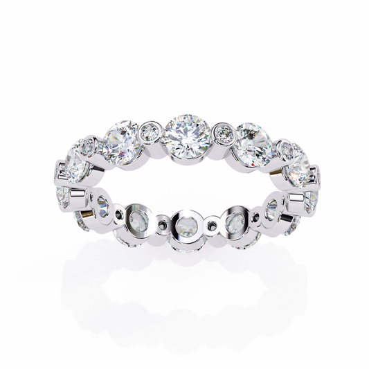 2.46Ct Round Cut High Quality Diamond Full Eternity Minimalist 14k Solid Yellow Gold Handmade Promise Band Gift For Women's