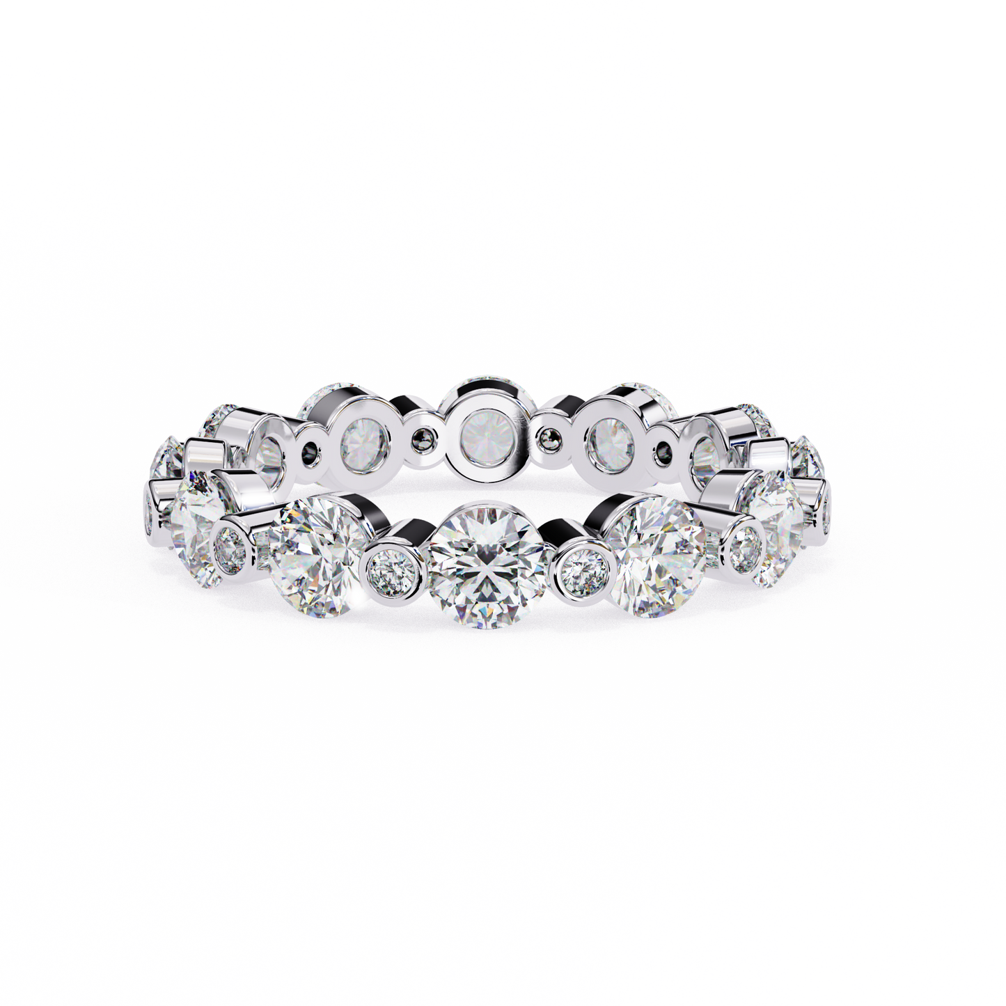 2.46Ct Round Cut High Quality Diamond Full Eternity Minimalist 14k Solid Yellow Gold Handmade Promise Band Gift For Women's
