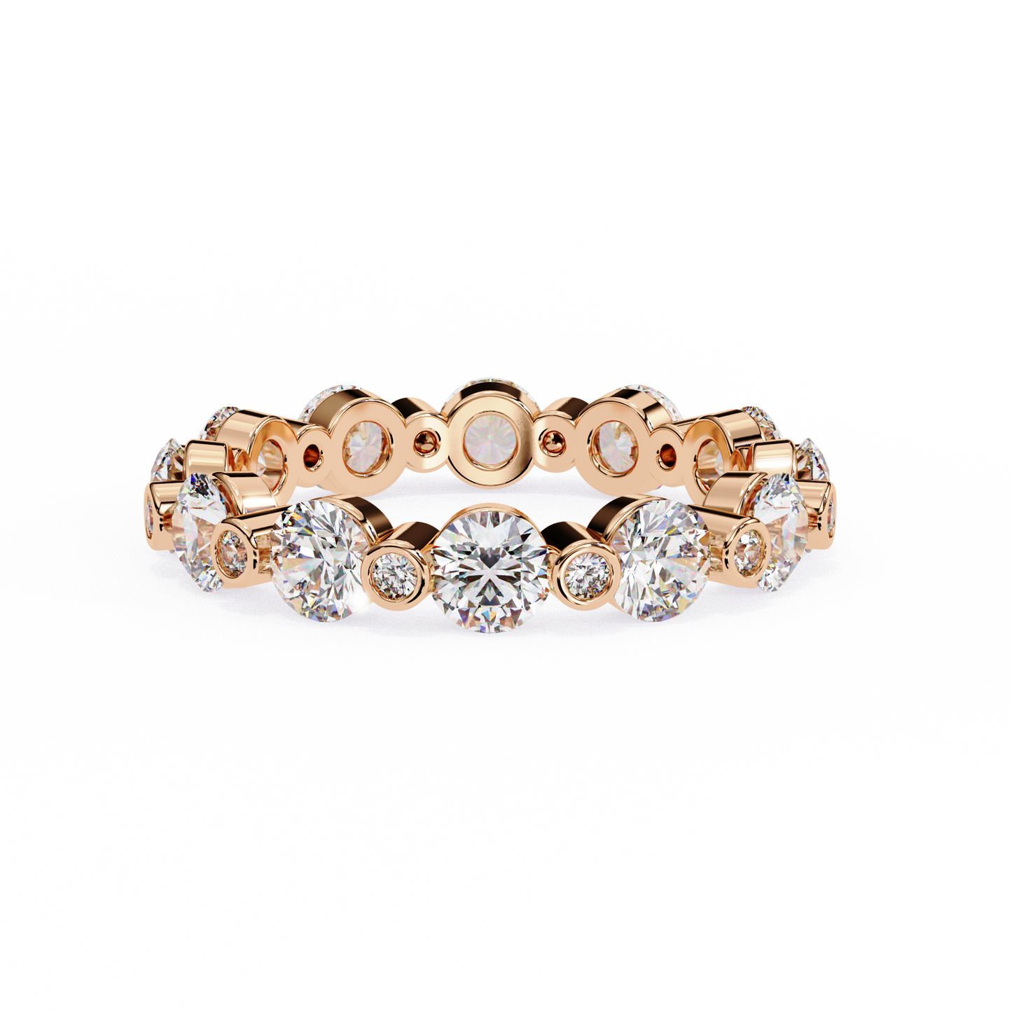 2.46Ct Round Cut High Quality Diamond Full Eternity Minimalist 14k Solid Yellow Gold Handmade Promise Band Gift For Women's