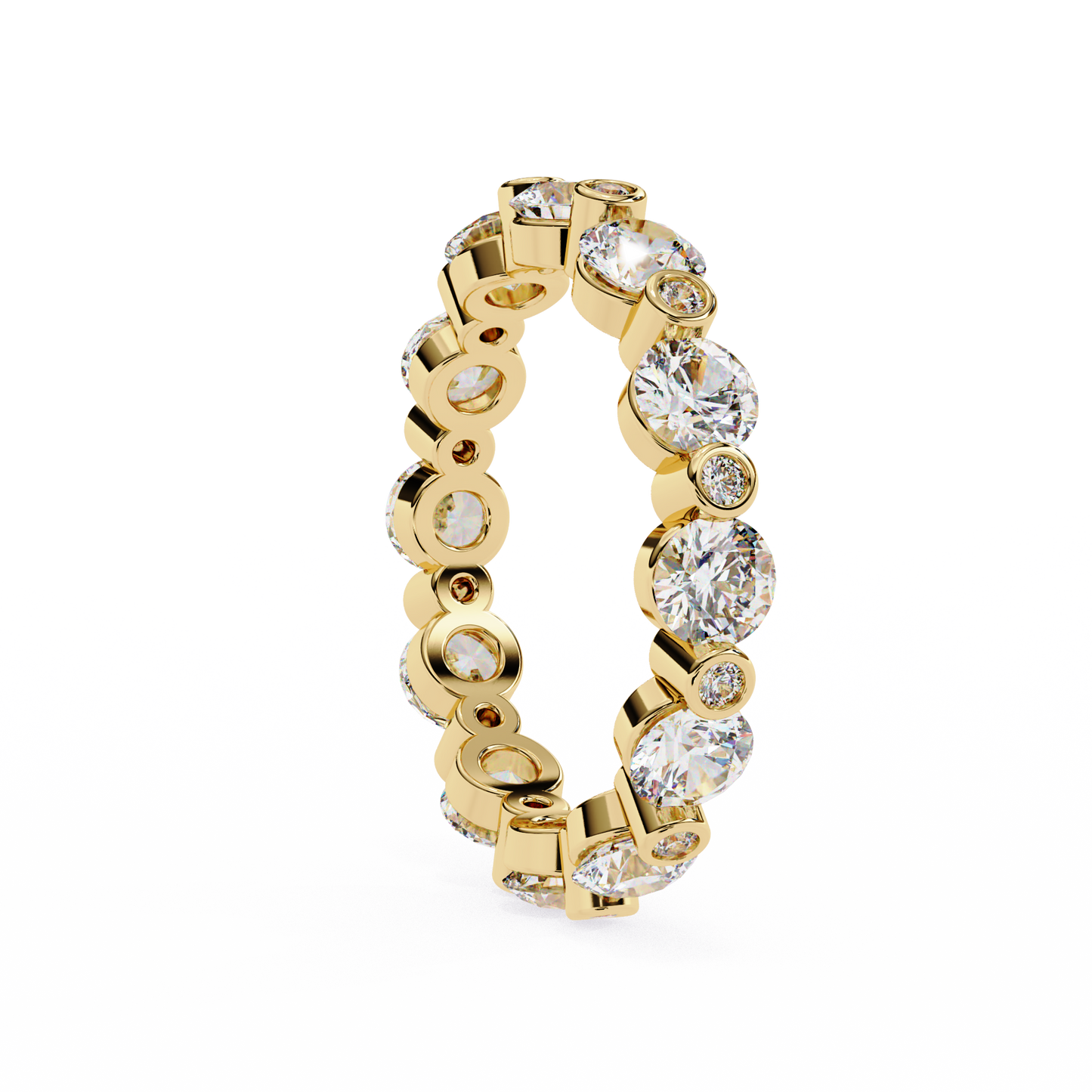 2.46Ct Round Cut High Quality Diamond Full Eternity Minimalist 14k Solid Yellow Gold Handmade Promise Band Gift For Women's