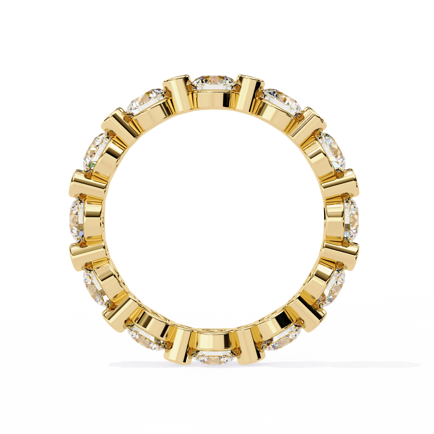 2.46Ct Round Cut High Quality Diamond Full Eternity Minimalist 14k Solid Yellow Gold Handmade Promise Band Gift For Women's