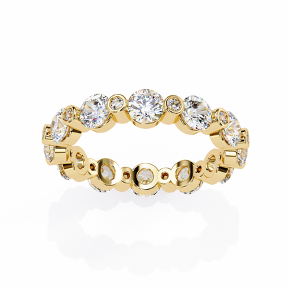 2.46Ct Round Cut High Quality Diamond Full Eternity Minimalist 14k Solid Yellow Gold Handmade Promise Band Gift For Women's