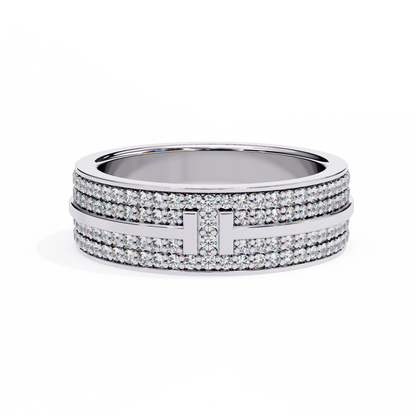 Round Cut Lab Grown Diamond Unique Half Eternity Beautiful Unisex Wedding Band