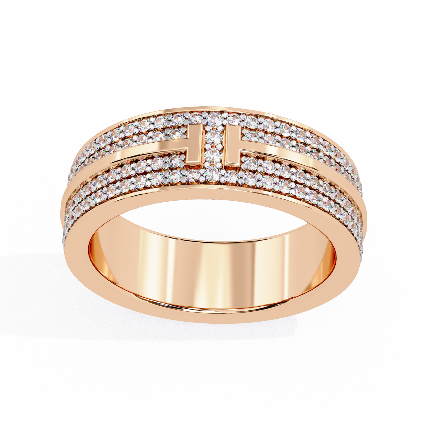 Round Cut Lab Grown Diamond Unique Half Eternity Beautiful Unisex Wedding Band
