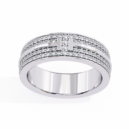 Round Cut Lab Grown Diamond Unique Half Eternity Beautiful Unisex Wedding Band