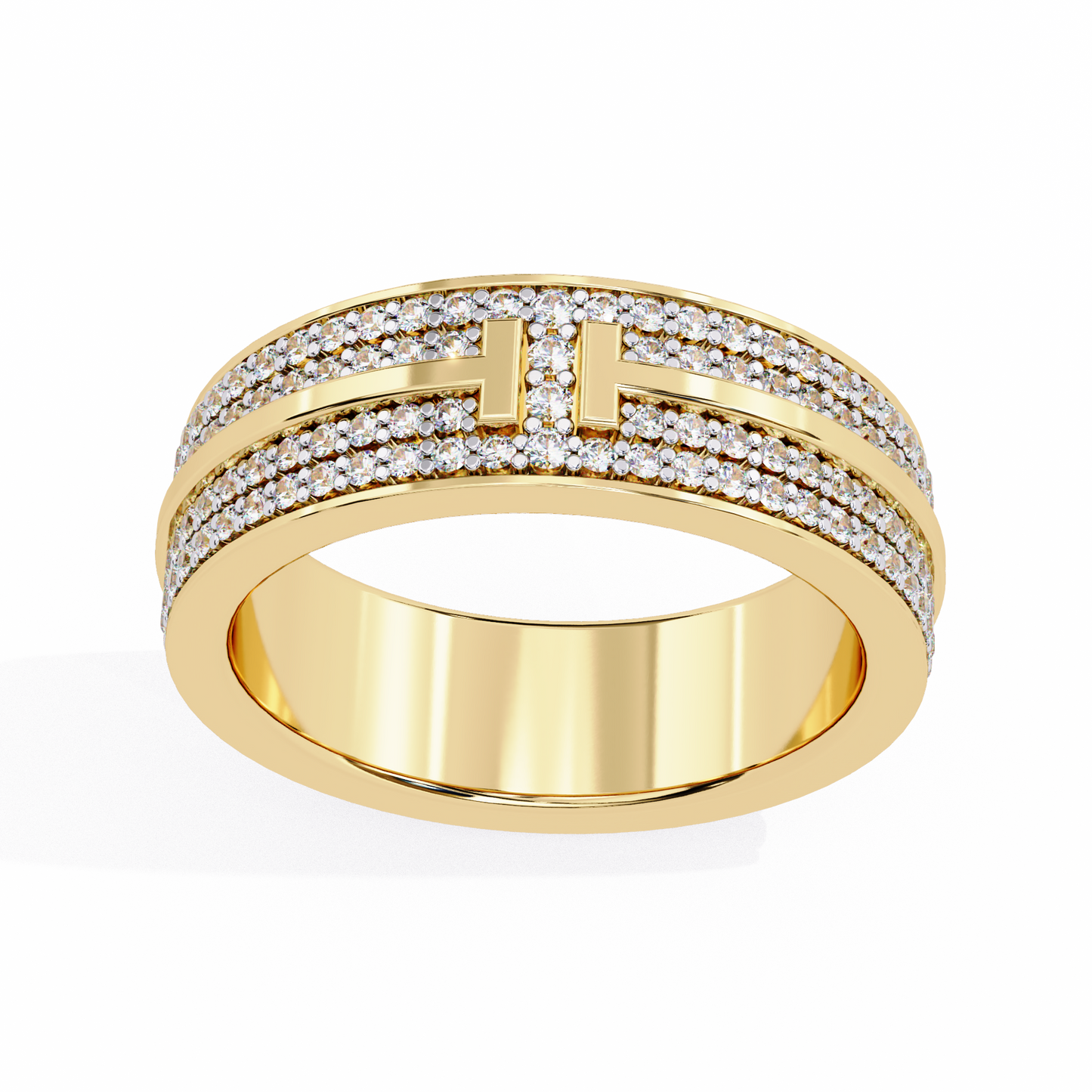 Round Cut Lab Grown Diamond Unique Half Eternity Beautiful Unisex Wedding Band